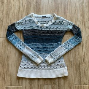 Splendid open-weave blue & white striped sweater